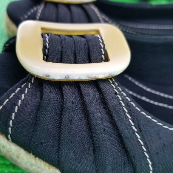 ✅Naturalizer BASHFUL Black Fabric Espadrille Peep Toe Wedge Shoes Women’s Sz 7M - Picture 16 of 16